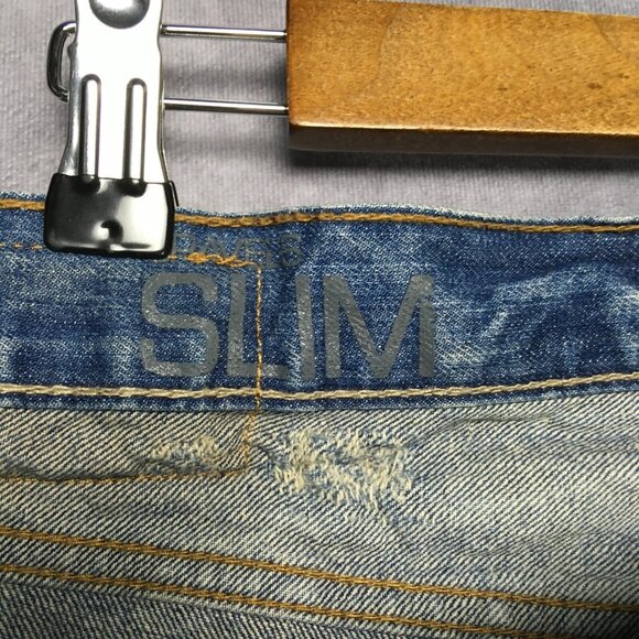 Bullhead Mens Blue Jeans size 32x30 Gravels Slim Fit Destroyed Distressed Denim - Picture 5 of 12